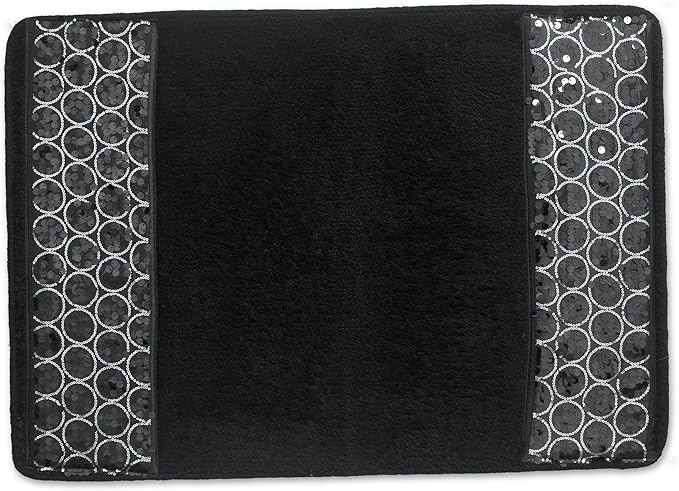 Sinatra Bath Rug — Sequin Mosaic Border Plush Anti-Slip Glamour Bathroom Mat
