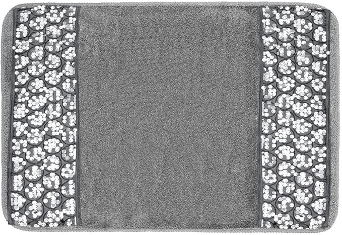 Sinatra Bath Rug — Sequin Mosaic Border Plush Anti-Slip Glamour Bathroom Mat