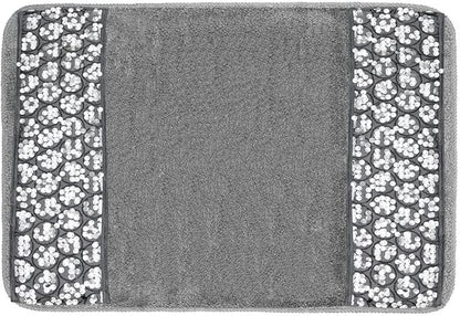 Sinatra Bath Rug — Sequin Mosaic Border Plush Anti-Slip Glamour Bathroom Mat