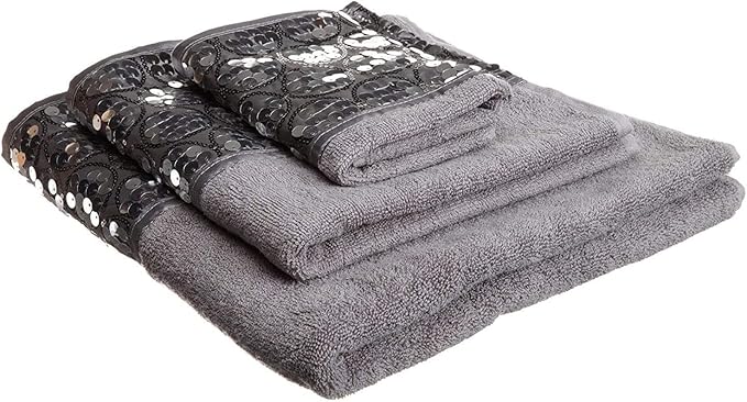 Sinatra Towel Set — Sequin Mosaic Border 3-Piece Glamour Luxury Bath Collection