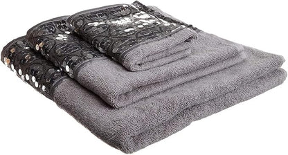 Sinatra Towel Set — Sequin Mosaic Border 3-Piece Glamour Luxury Bath Collection