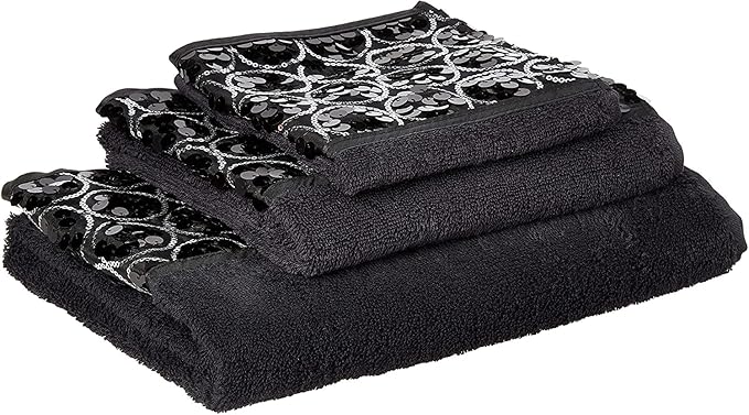 Sinatra Towel Set — Sequin Mosaic Border 3-Piece Glamour Luxury Bath Collection