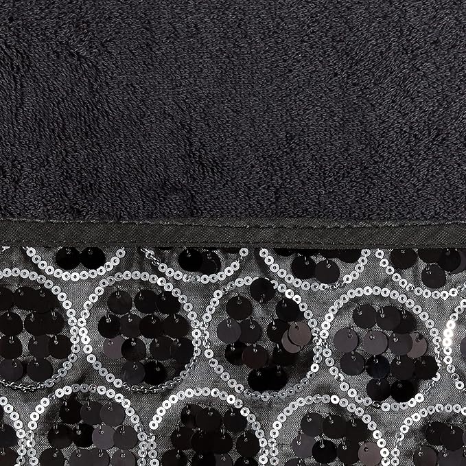 Sinatra Towel Set — Sequin Mosaic Border 3-Piece Glamour Luxury Bath Collection