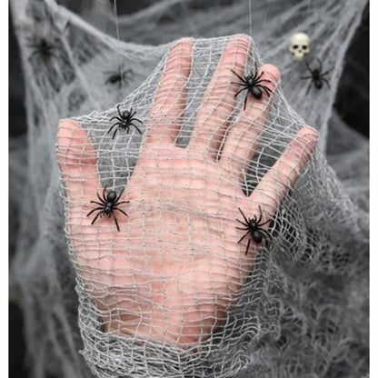 183x76cm Large Halloween Creepy Gauze Cloth Black White Gray Bloody Grid Gauze Horror Haunted House Party Indoor Outdoor Decor