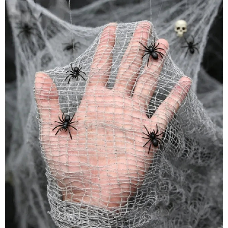 183x76cm Large Halloween Creepy Gauze Cloth Black White Gray Bloody Grid Gauze Horror Haunted House Party Indoor Outdoor Decor