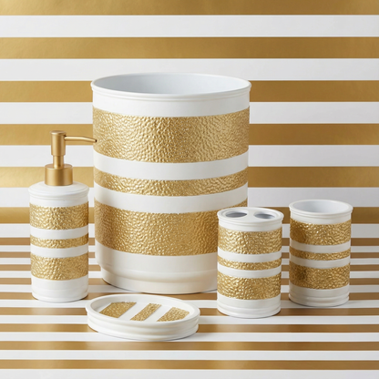Marquis Complete Bathroom Bundle — Full 10-Piece Hammered Metallic Stripe Luxury Collection