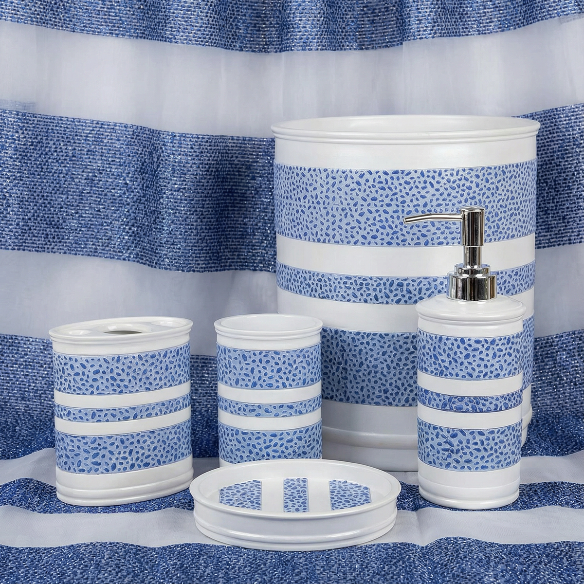 Marquis Complete Bathroom Bundle — Full 10-Piece Hammered Metallic Stripe Luxury Collection