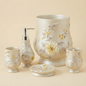 Melrose 5-Piece Bath Accessories Set — Raised Botanical Floral Sculptural Luxury Vanity Collection