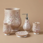 Melrose 5-Piece Bath Accessories Set — Raised Botanical Floral Sculptural Luxury Vanity Collection