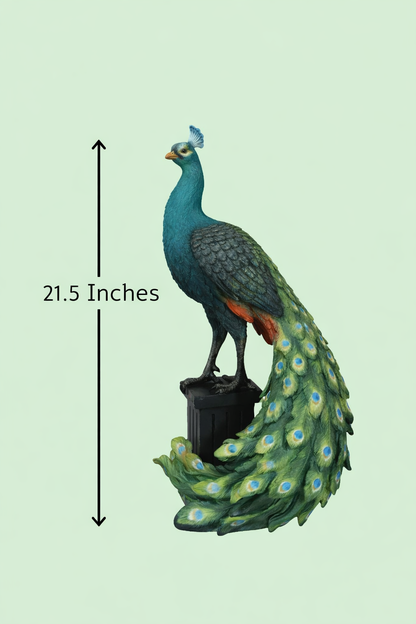 Royal Gold Peacock Figurine — 21.5" Sculptural Luxury Home Décor Statement Piece