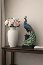 Royal Gold Peacock Figurine — 21.5" Sculptural Luxury Home Décor Statement Piece