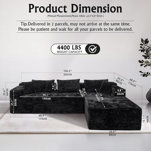 Shape Boneless Modular Sectional Couch Compressed Sofa Set Furniture
