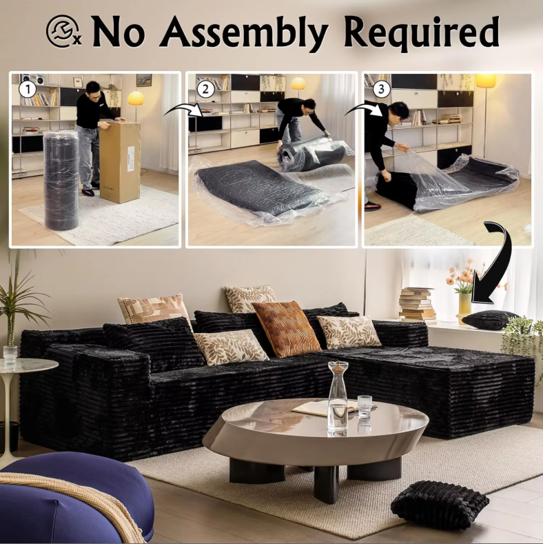 Shape Boneless Modular Sectional Couch Compressed Sofa Set Furniture