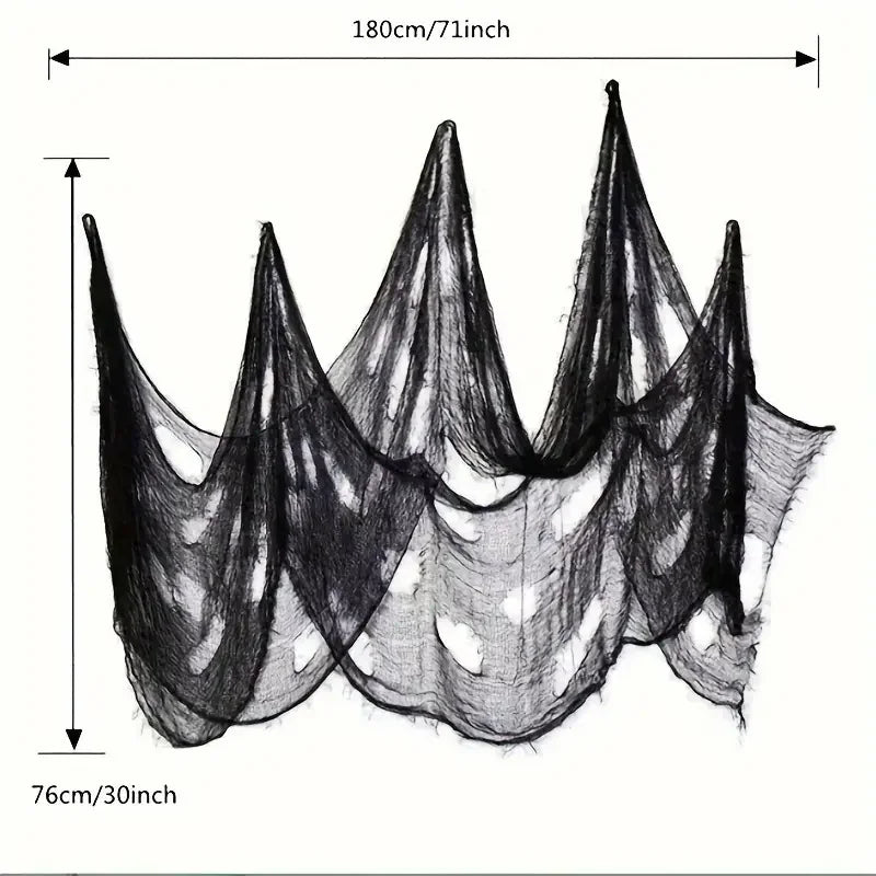 183x76cm Large Halloween Creepy Gauze Cloth Black White Gray Bloody Grid Gauze Horror Haunted House Party Indoor Outdoor Decor