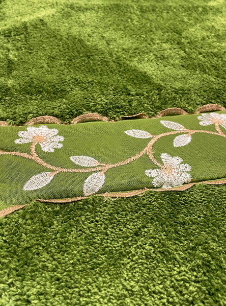 Chateau Green Bath Rug — Plush Sage & White Floral Embroidered Mat