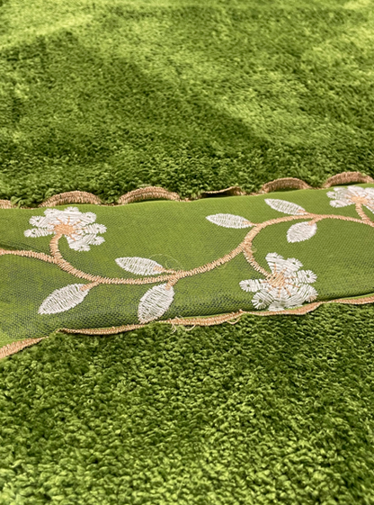 Chateau Green Contour Rug — Sage & White Floral Embroidered Toilet Surround Mat