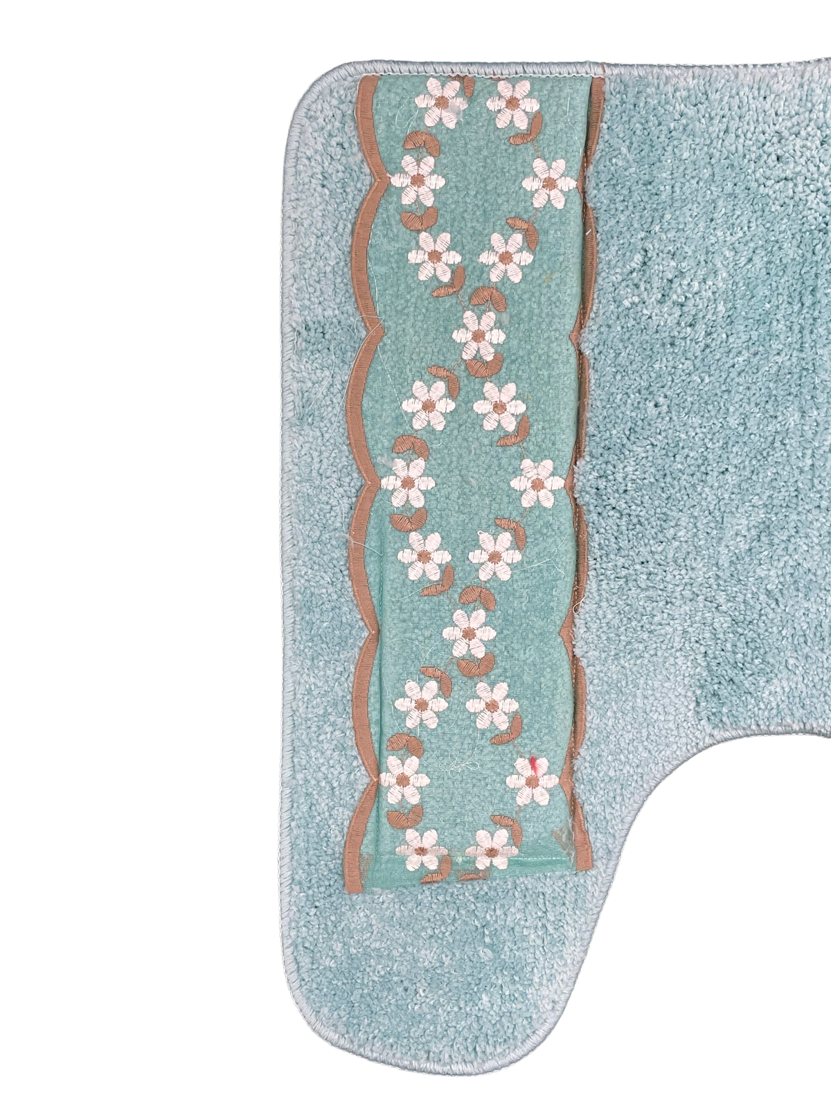 Maya Contour Rug — Embroidered Floral Garland Plush U-Shaped Anti-Slip Toilet Mat