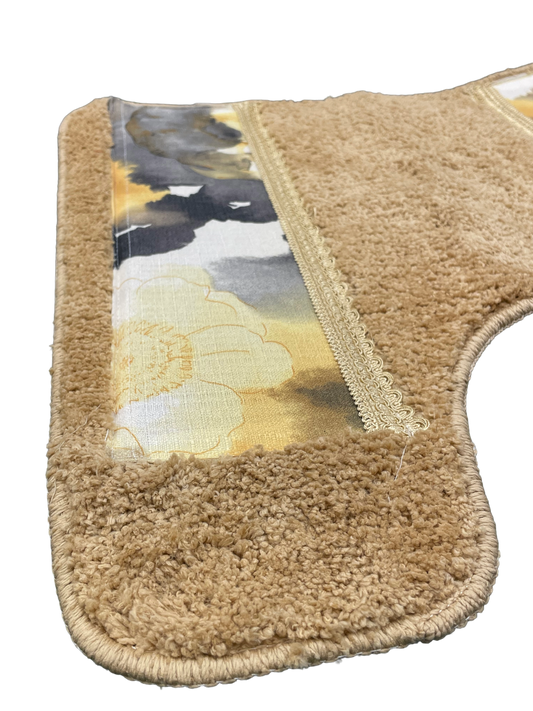 Judy Contour Rug — Romantic Botanical Floral Plush U-Shaped Anti-Slip Toilet Mat