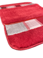 Venezia Red Bath Rug — Bold Patchwork Crimson Plush Mat
