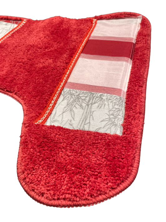 Venezia Red Contour Rug — Bold Patchwork Crimson U-Shaped Toilet Mat