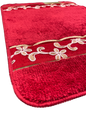 Cassandra Red Bath Rug — Plush Crimson & Gold Embroidered Mat