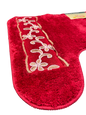 Cassandra Red Bath Rug — Plush Crimson & Gold Embroidered Mat
