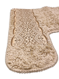 Vivian Beige Contour Rug — Baroque Gold Lace Embroidered U-Shaped Toilet Mat