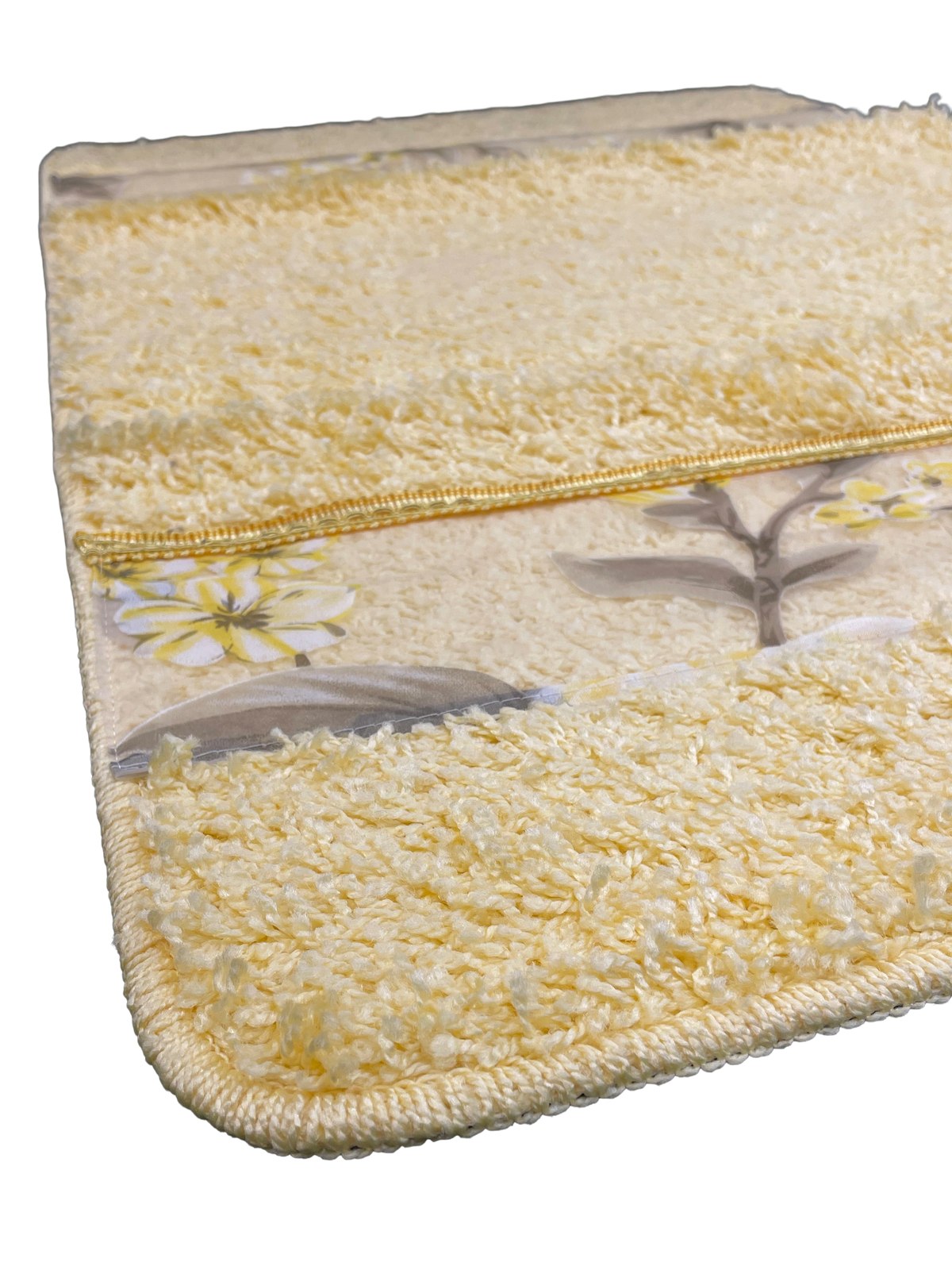Melrose Bath Rug — Botanical Floral Border Plush Anti-Slip Luxury Bathroom Mat
