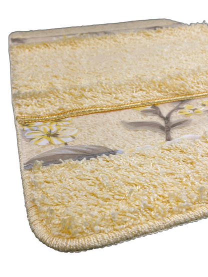 Melrose Bath Rug — Botanical Floral Border Plush Anti-Slip Luxury Bathroom Mat