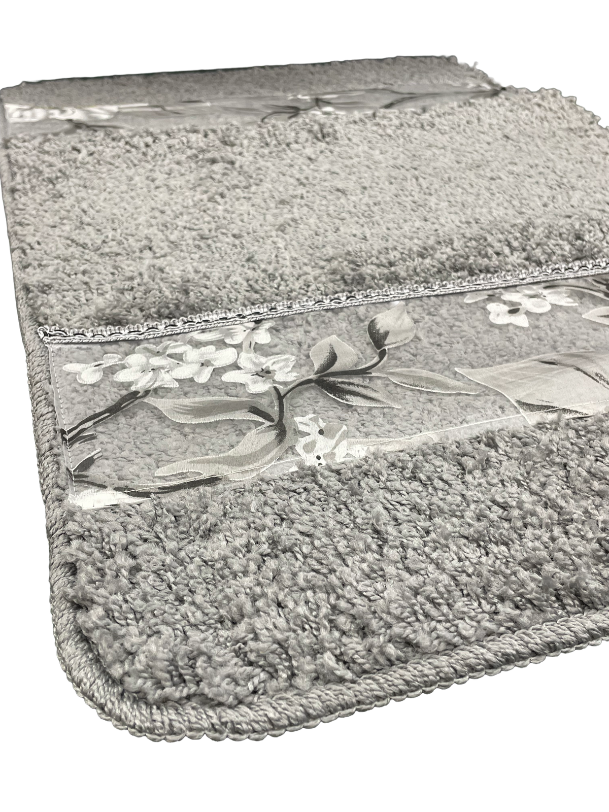 Melrose Bath Rug — Botanical Floral Border Plush Anti-Slip Luxury Bathroom Mat