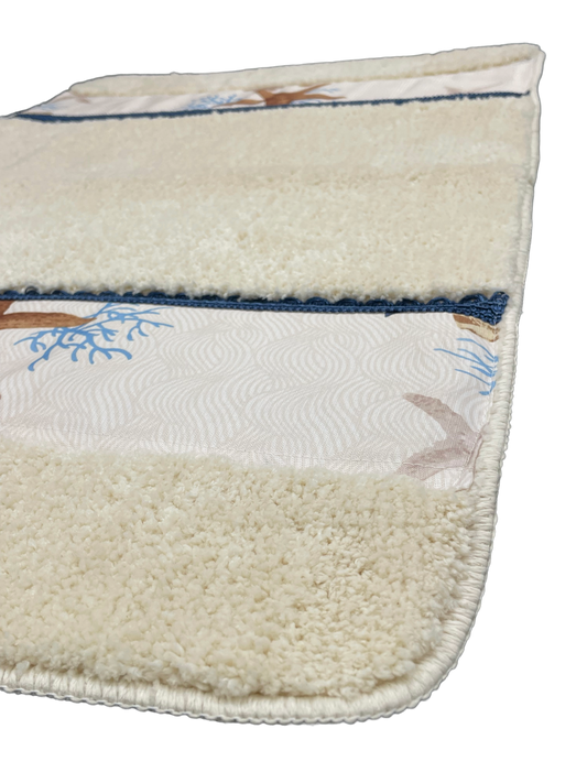 Spa Shell Bath Rug — Coastal Starfish & Seashell Plush Mat