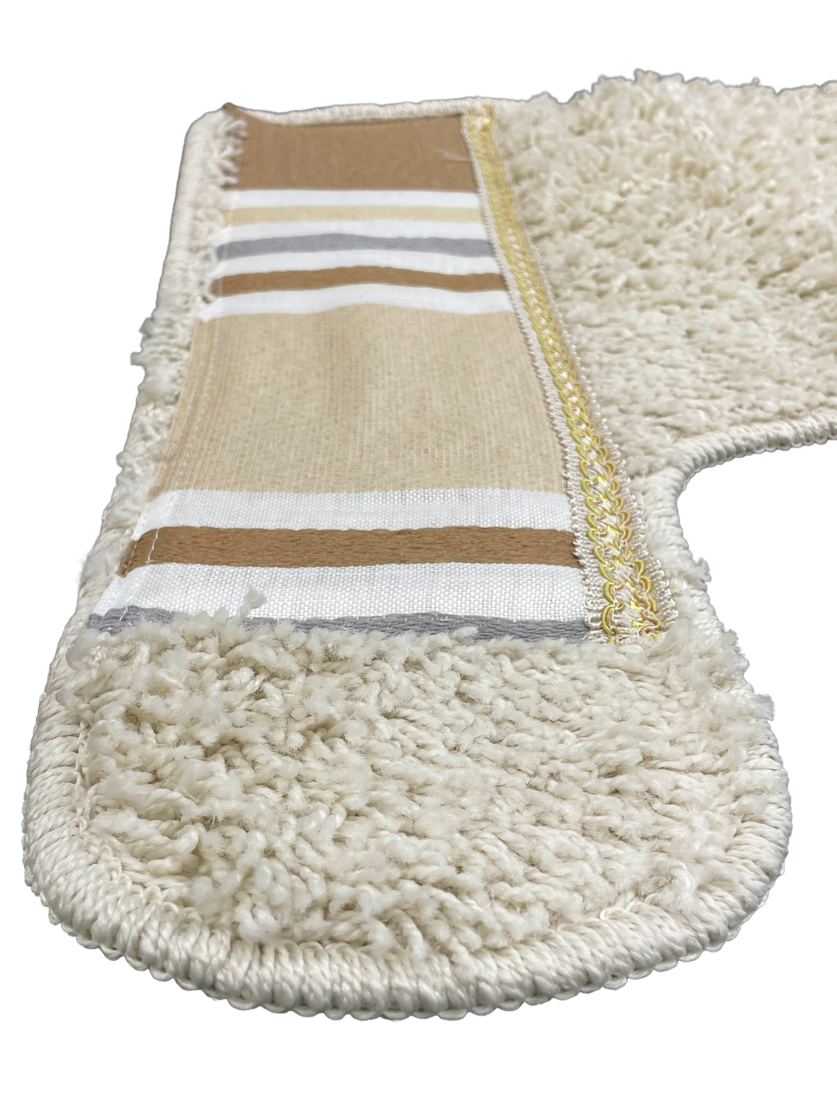 Ivanna Contour Rug — Modern Stripe Plush U-Shaped Anti-Slip Toilet Mat
