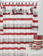 Venezia Red Shower Curtain — Bold Bamboo Stripe Luxury Panel with Valance