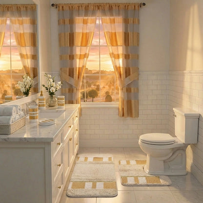 Marquis Complete Bathroom Bundle — Full 10-Piece Hammered Metallic Stripe Luxury Collection