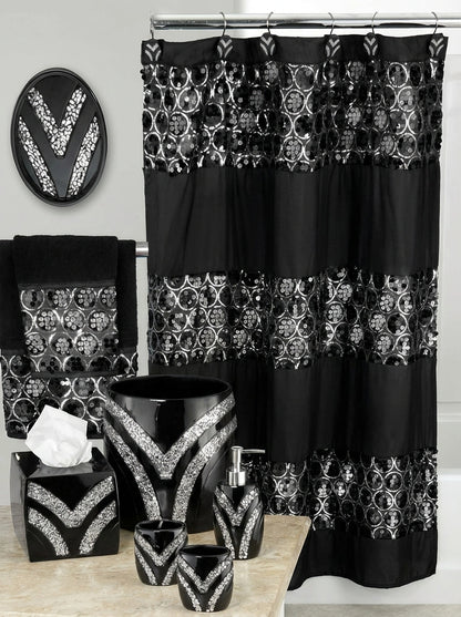 Sinatra Complete Bathroom Bundle — Full 10-Piece V-Chevron Mosaic Sequin Glamour Collection