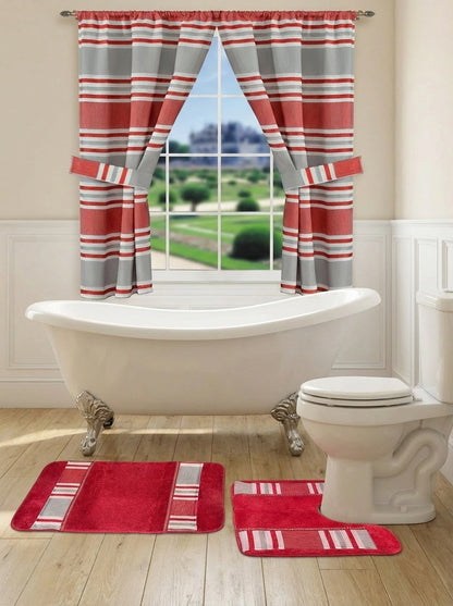 Ivanna Contour Rug — Modern Stripe Plush U-Shaped Anti-Slip Toilet Mat
