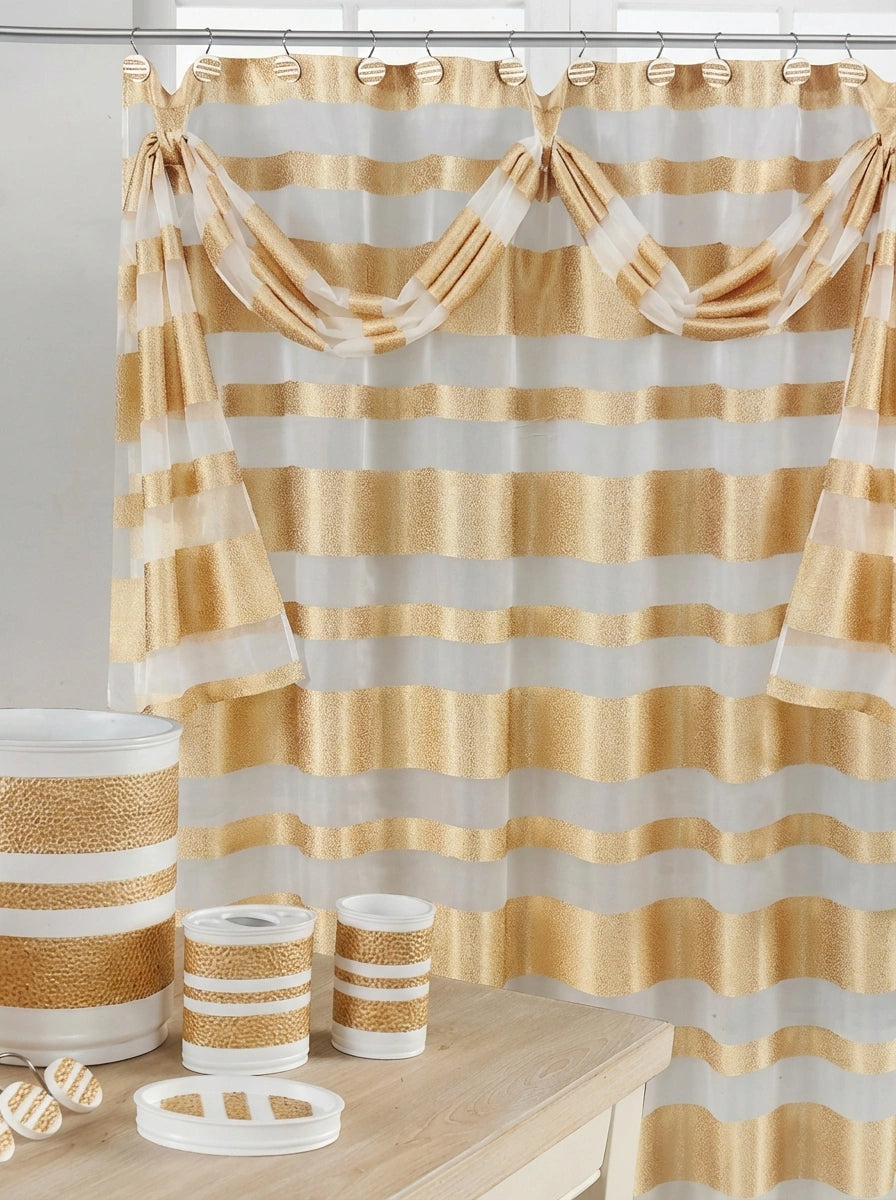 Marquis Complete Bathroom Bundle — Full 10-Piece Hammered Metallic Stripe Luxury Collection