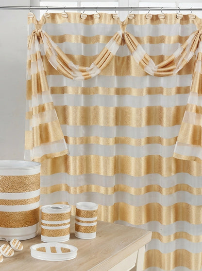 Marquis Complete Bathroom Bundle — Full 10-Piece Hammered Metallic Stripe Luxury Collection