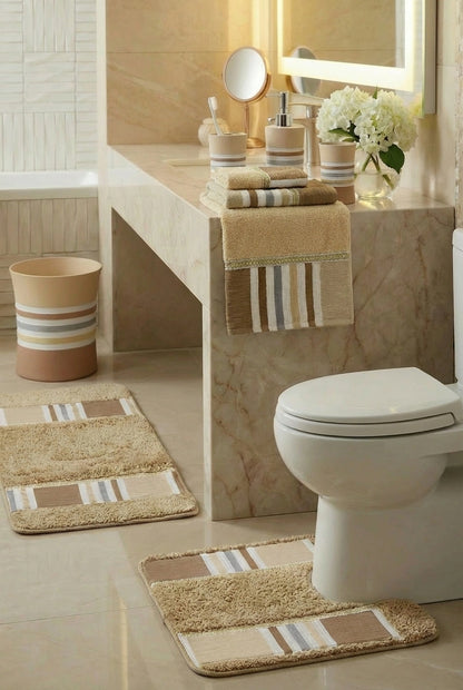 Ivanna Complete Bathroom Bundle — Full 10-Piece Modern Stripe Luxury Collection
