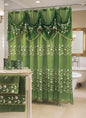 Chateau Green Shower Curtain — Sage & White Floral Embroidered Luxury Panel