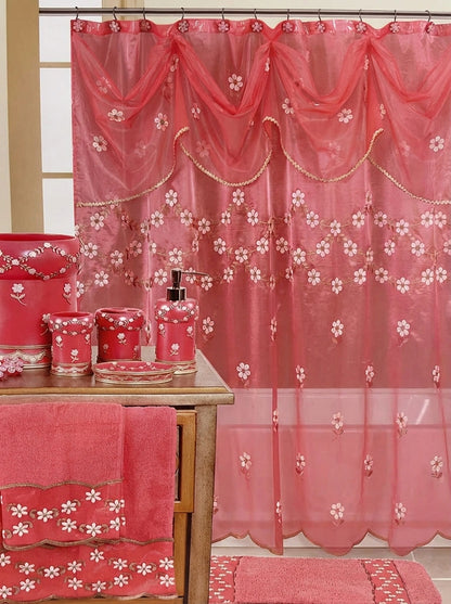 Maya Complete Bathroom Bundle — Full 10-Piece Embroidered Floral Garland Luxury Collection